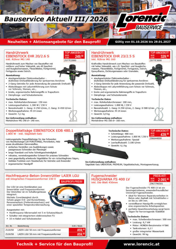 Bauservice Aktuell III/2026 – Herbst- und Winterangebote